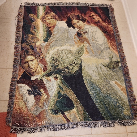 STAR WARS Small Rebel Force Tapestry Throw Blanket Afghan Leia Yoda #P285 - Picture 1 of 4